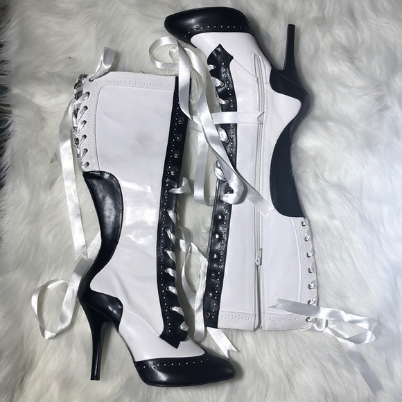 Bordello Shoes - Bordello by Pleaser Burlesque Style Knee Boots 10